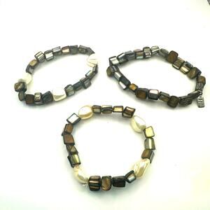 J Jill Set of 3 Stretch Bracelet Jewelry Lot Casual Coastal Cowgirl Beaded Beads